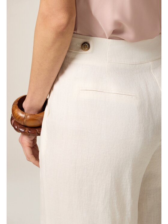 Oltre Oltre Pantaloni di tessuto P014R008438N011 Bianco Baggy Fit