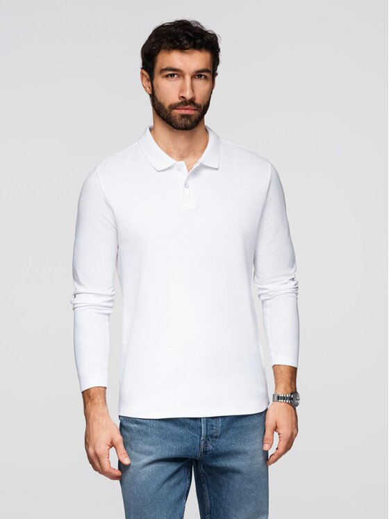 Ombre Ombre Longsleeve OM-POBL-0162 Biały Regular Fit