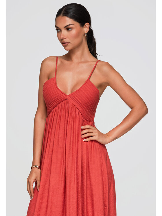 Ombre Ombre Sukienka codzienna OW-DLR-E0009 Czerwony Loose Fit