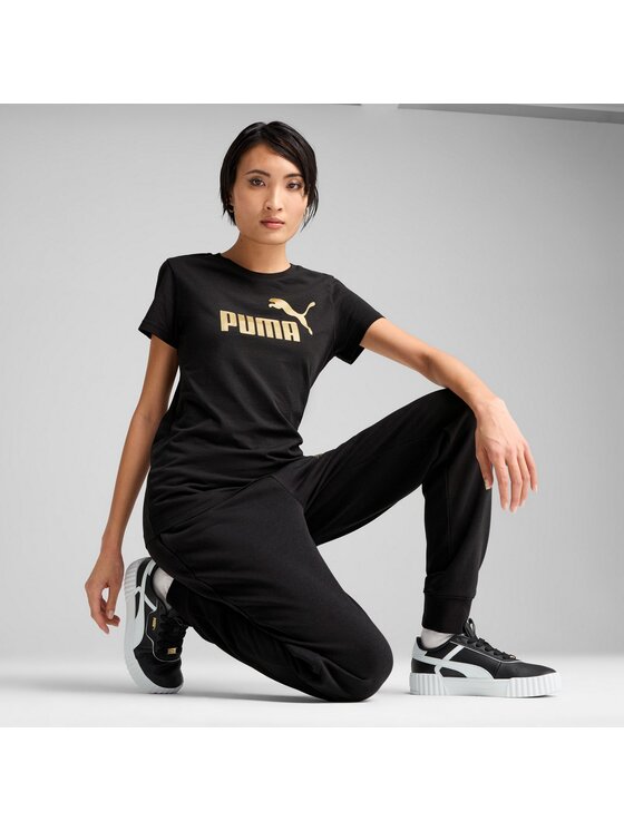 Puma Puma T-Shirt Ess Metallic No. 1 Logo Tee 631536 Czarny Regular Fit