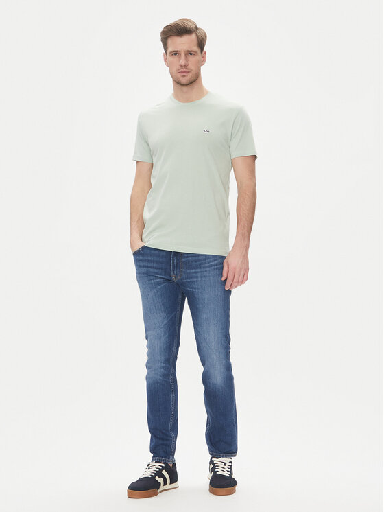Lee Lee T-Shirt Patch 112364540 Zielony Regular Fit