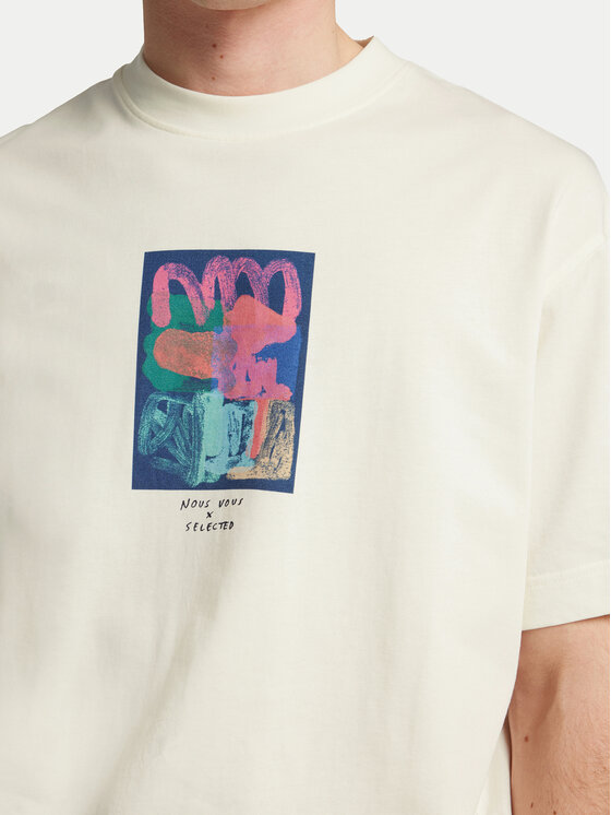 Selected Homme Selected Homme T-shirt Will 16097225 Écru Relaxed Fit
