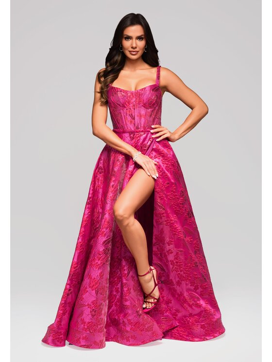 Ombre Ombre Sukienka wieczorowa LA-OM-DLR205 Różowy Regular Fit