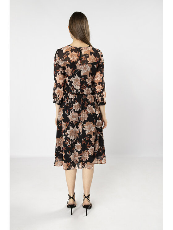 QUIOSQUE QUIOSQUE Každodenné šaty TAPEN DRESS Čierna Regular Fit