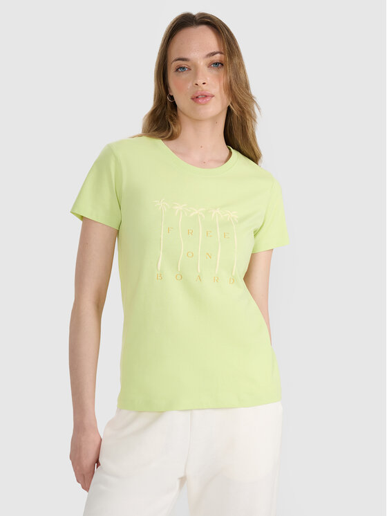4F 4F T-Shirt FOB SUMMER Żółty jasny Regular Fit