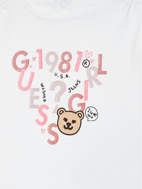 Guess Guess Μπλουζάκι K4BI05 J1314 Λευκό Regular Fit