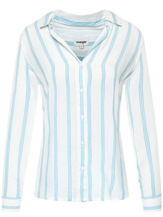 Wrangler Wrangler Koszula Stripe W5R6TIB13 112130318 Biały Regular Fit