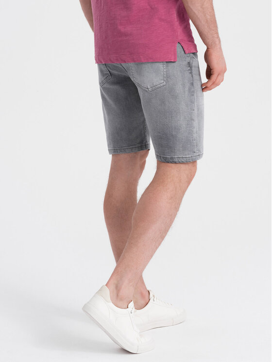 Ombre Ombre Džínové šortky OM-SRDS-0145 Šedá Regular Fit