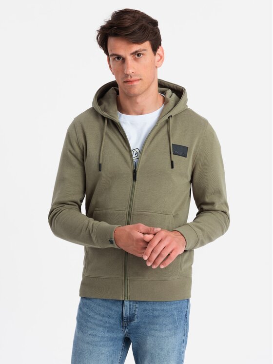 Ombre Ombre Mikina OM-SSZP-0140 Zelená Regular Fit