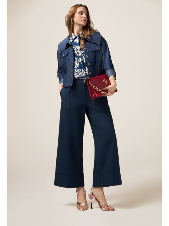 Oltre Oltre Pantaloni di tessuto P065R008589N034 Blu Baggy Fit