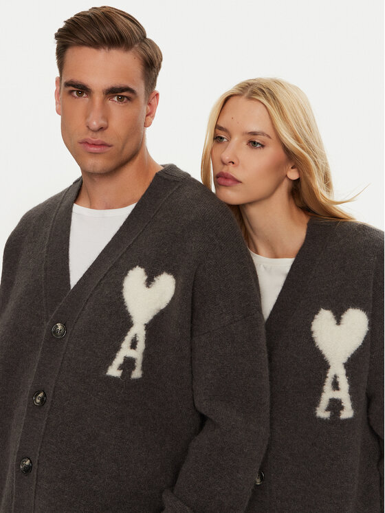 AMI PARIS AMI PARIS Кардиган UKC025.KN0032 Сірий Regular Fit