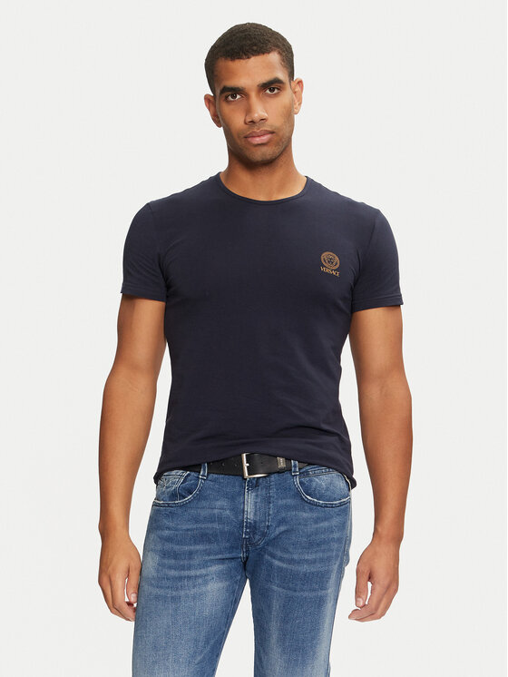 Versace T-shirt AUU01005 1A1001 Tamnoplava Regular Fit