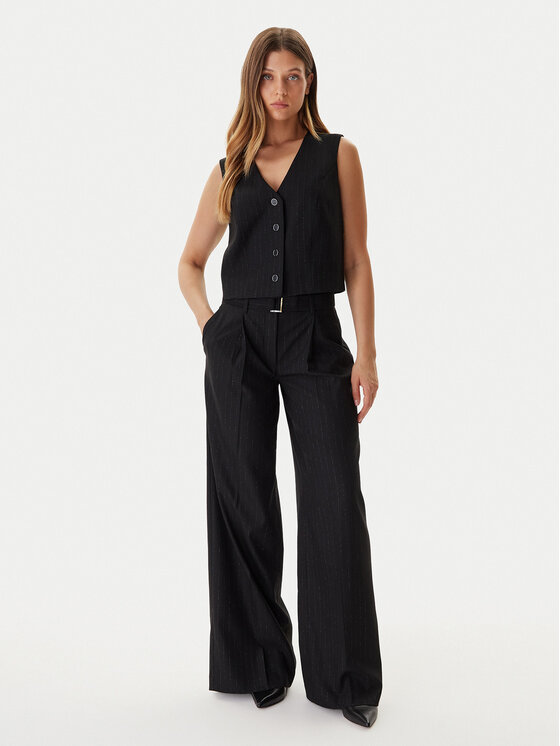 Guess Guess Παντελόνι Palazzo W5BB13 W2422 Μαύρο Regular Fit