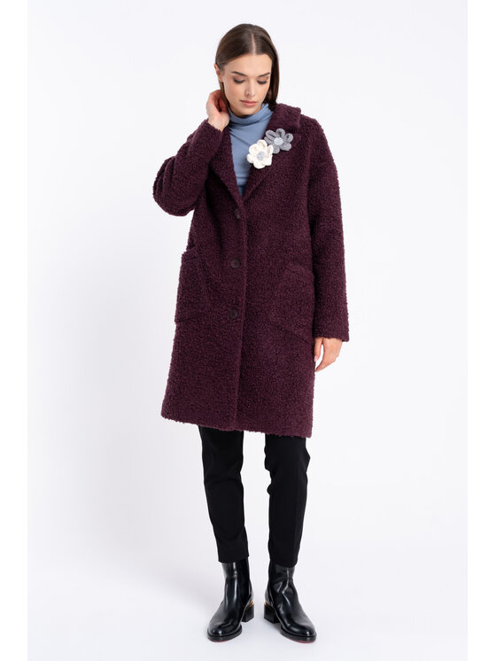 CLICK CLICK Παλτό χειμωνιάτικο 70-0020 Μπορντό Regular Fit