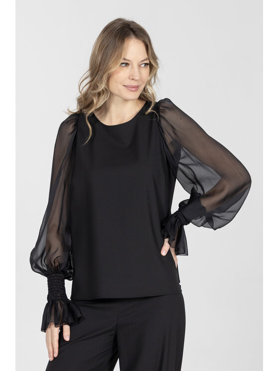 Deni Cler Milano Deni Cler Milano Bluzka W-DC-1433-F2-G2-90-1 Czarny Regular Fit