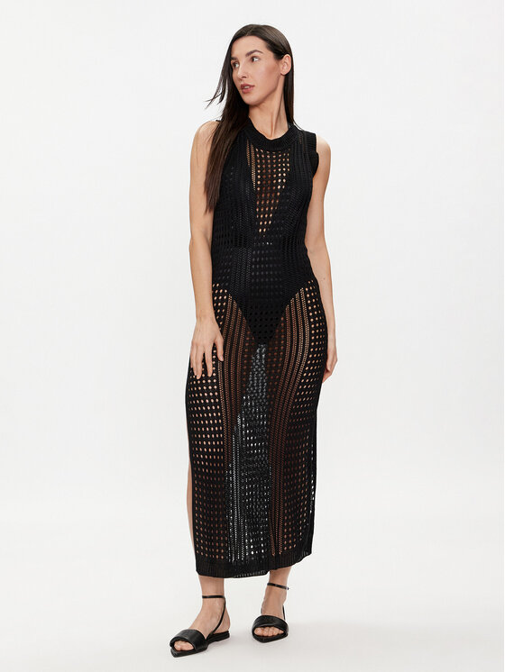 Selmark Selmark Rochie de plajă BC077 Negru Regular Fit
