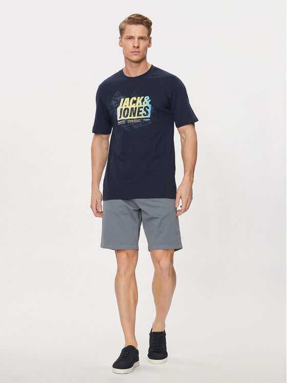 Jack&Jones Jack&Jones T-krekls Map 12257908 Tumši zils Regular Fit
