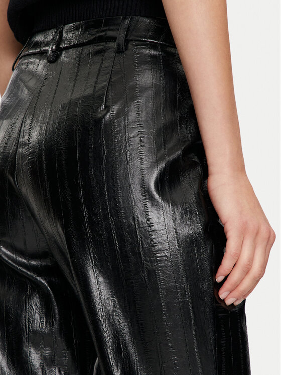 Sisley Sisley Dirbtinės odos kelnės 4S6DLF064 Juoda Straight Leg