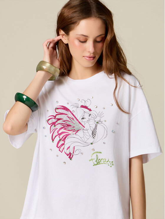 Oltre Oltre T-Shirt G04DJ004819N011 Biały Regular Fit