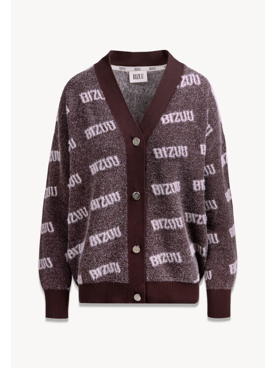 BIZUU BIZUU Kardigan MYLES OVERSIZED LOGO Hnědá Standard Fit