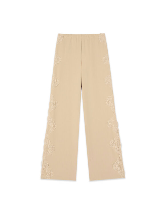 Oltre Oltre Spodnie materiałowe P081J002741N002 Kremowy Baggy Fit