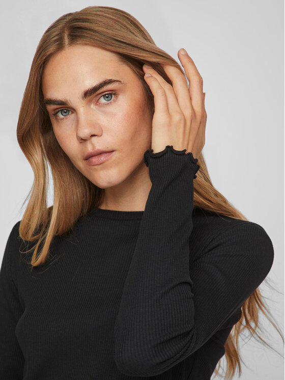 Vila Vila Bluză Thessa 14084649 Negru Regular Fit