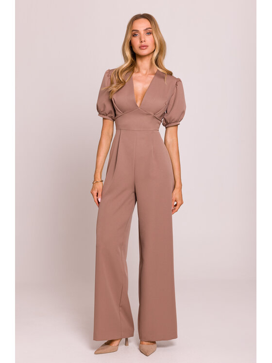 Made of Emotion Made of Emotion Kombinezon M852 Brązowy Sexy Straight Fit