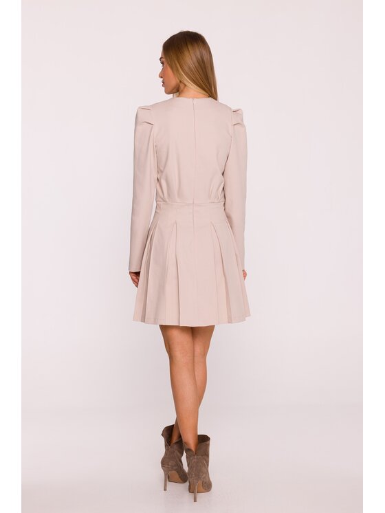 Made of Emotion Made of Emotion Sukienka koktajlowa M884 Beżowy Modern Fit