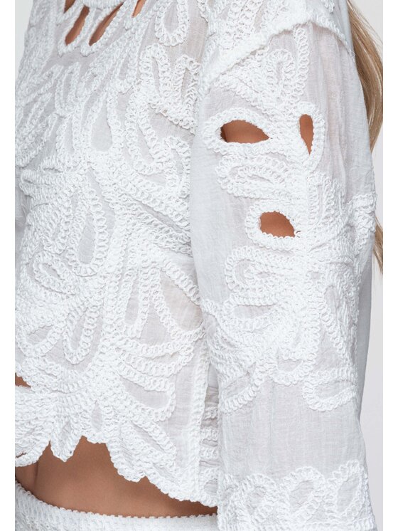 Ombre Ombre Bluzka OW-TS-E0070 Biały Loose Fit