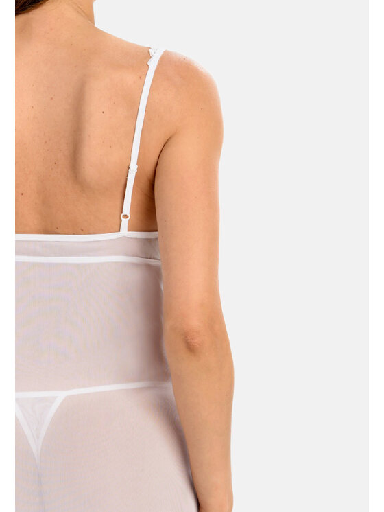 Teyli Teyli Koszula nocna damska siateczkowa Excellent Biały Slim Fit