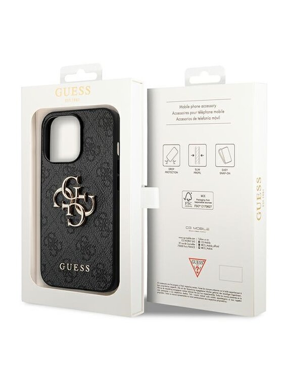 Guess Guess Etui na telefon Big Metal Logo Szary