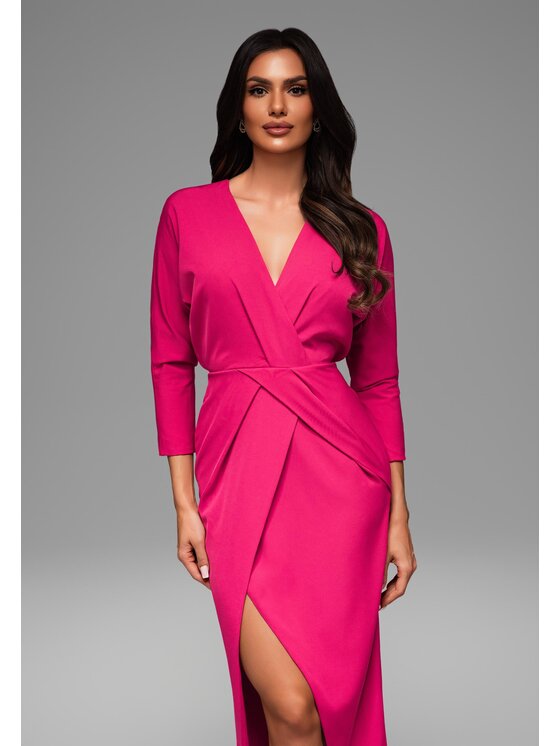 Ombre Ombre Sukienka wieczorowa LA-OM-DLR093 Różowy Regular Fit