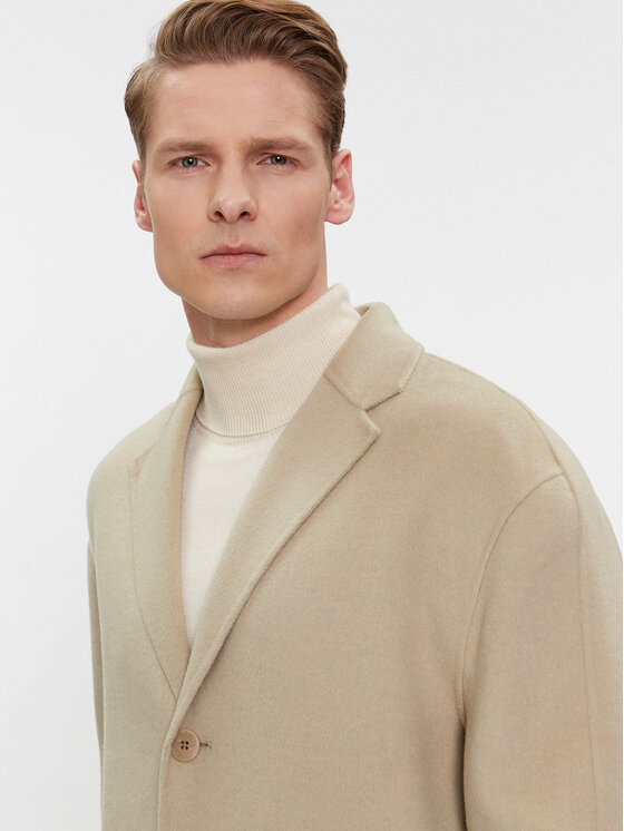 Calvin Klein Calvin Klein Płaszcz wełniany K10K111601 Beżowy Regular Fit