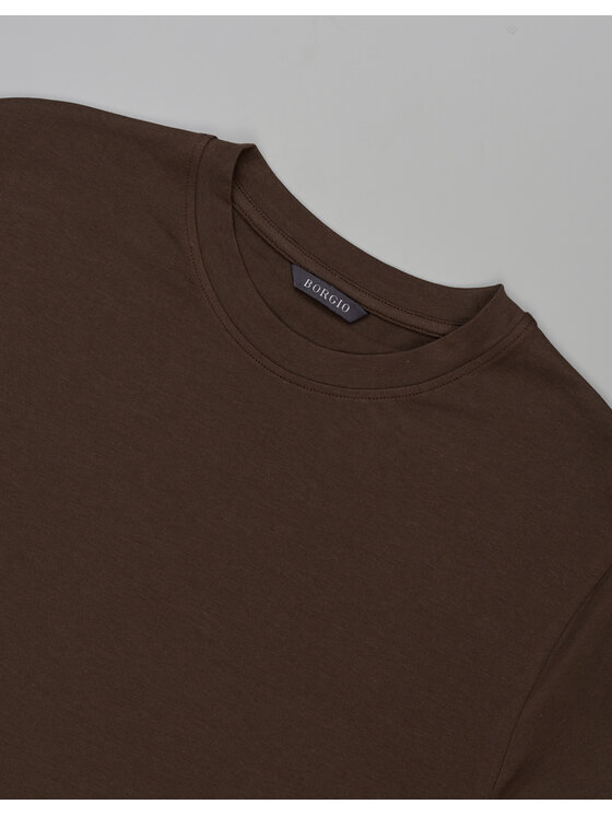 Borgio Borgio T-Shirt covo Brązowy Slim Fit