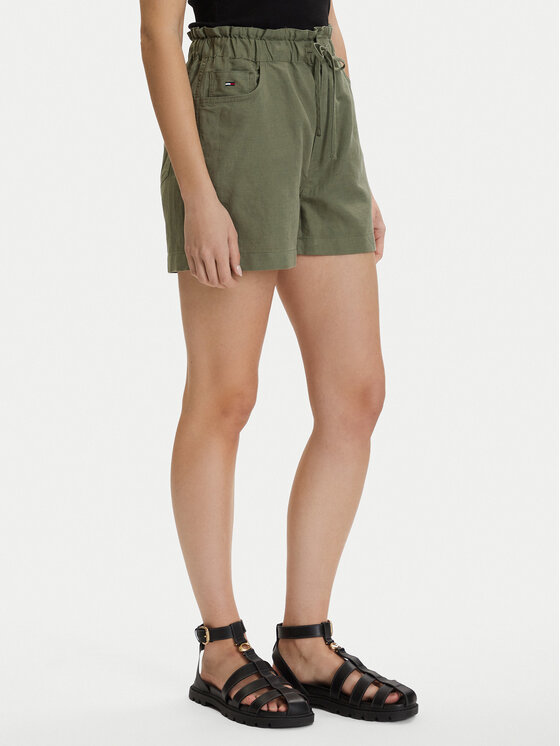 Tommy Jeans Tommy Jeans Шорти от плат DW0DW22227 Тъмнозелен Regular Fit