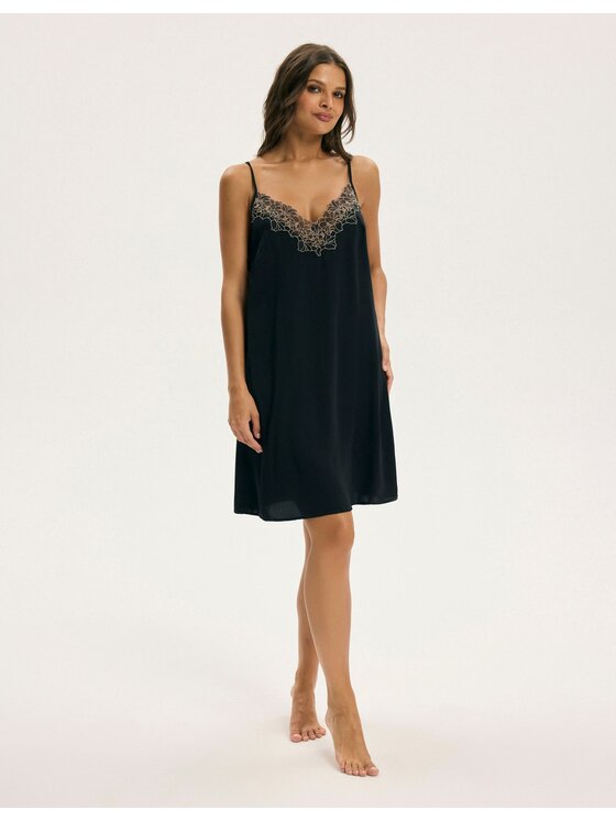 Esotiq Esotiq Koszula nocna 44099 Czarny Regular Fit