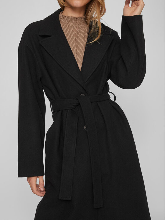 Vila Vila Cappotto di transizione 14084347 Nero Regular Fit