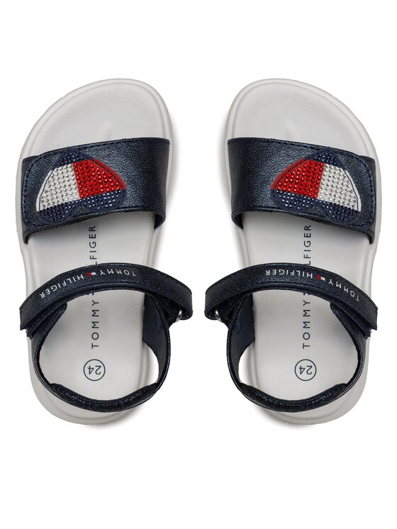 Tommy Hilfiger Tommy Hilfiger Sandały Strass Heart Velcro Sandal T1A2-32752-1367 S Granatowy