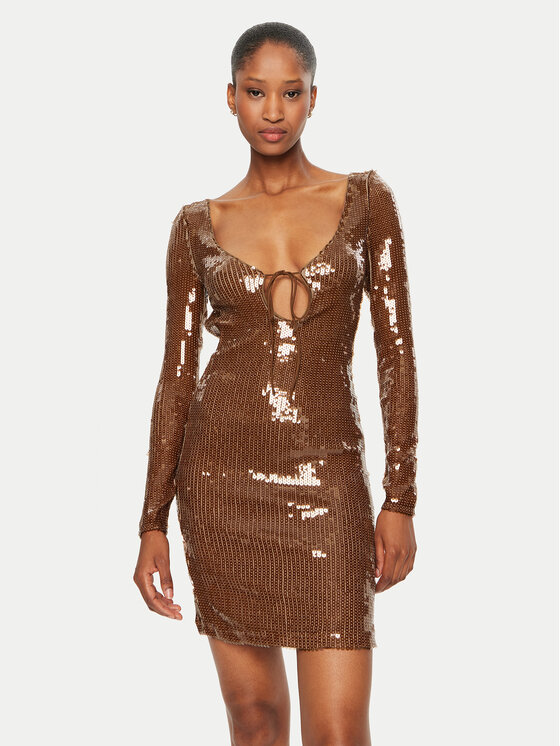 BARDOT BARDOT Cocktail obleka Verona 59513DB Rjava Regular Fit