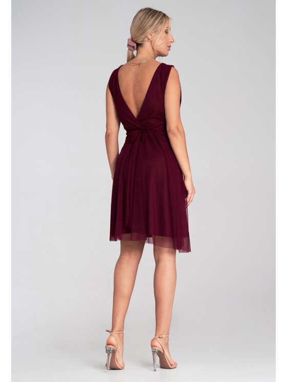 FIGL FIGL Sukienka koktajlowa M1207 Bordowy Flared Fit