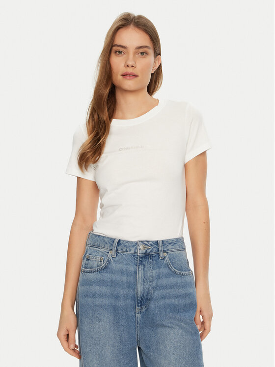 Calvin Klein Jeans Calvin Klein Jeans T-Shirt Institutional Graphic J20J224990 Bílá Slim Fit
