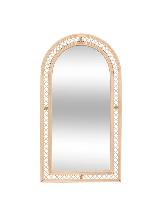 MIAhome MIAhome Lustro Rattanowe półowalne Anahi 87x47 cm Beżowy