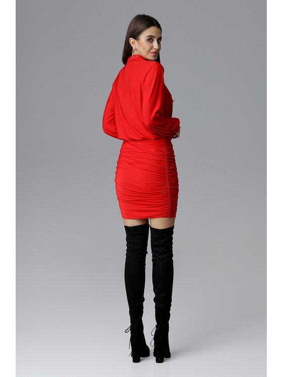 FIGL FIGL Sukienka M635 Czerwony Slim Fit