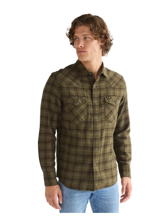 Wrangler Wrangler Koszula 112386996 Zielony Regular Fit