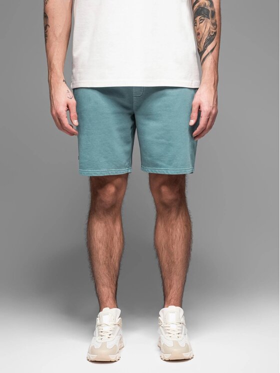Ombre Ombre Šortky z materiálu OM-SRWS-0122 Tyrkysová Relaxed Fit
