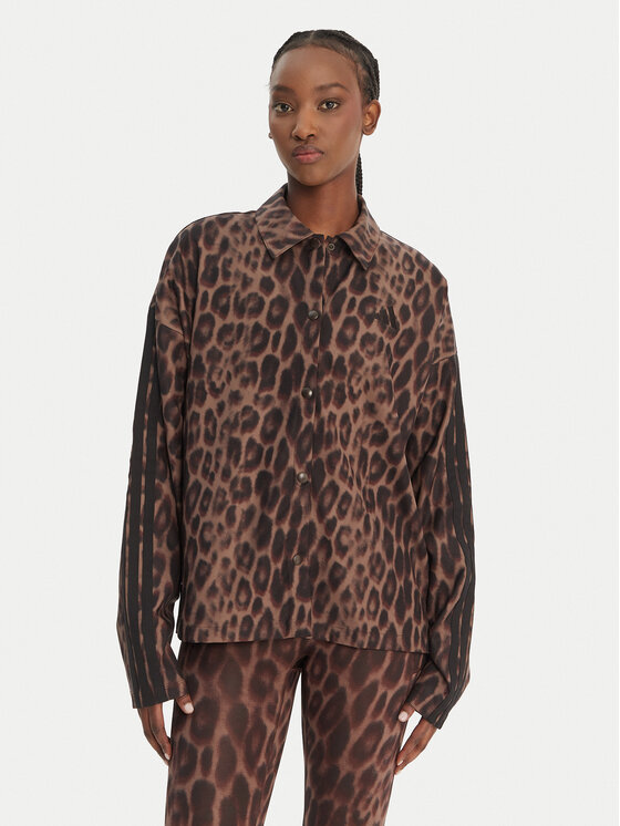 adidas adidas Marškinių švarkas Seasonal Essentials Leopard Print JZ0297 Ruda Loose Fit