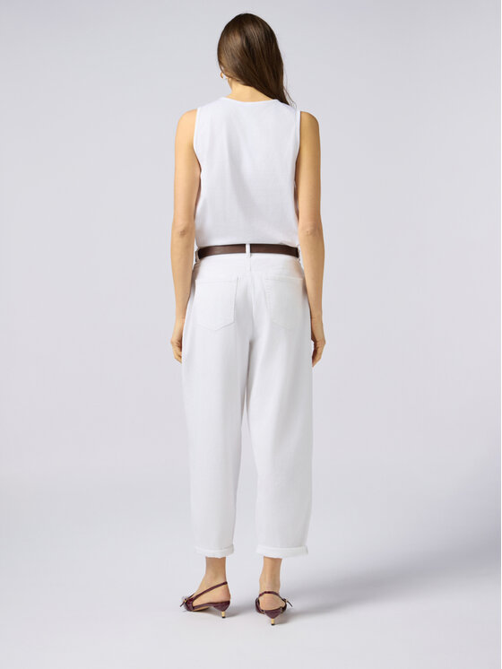 Oltre Oltre Pantaloni di tessuto P724R008639N011 Bianco Boy Fit