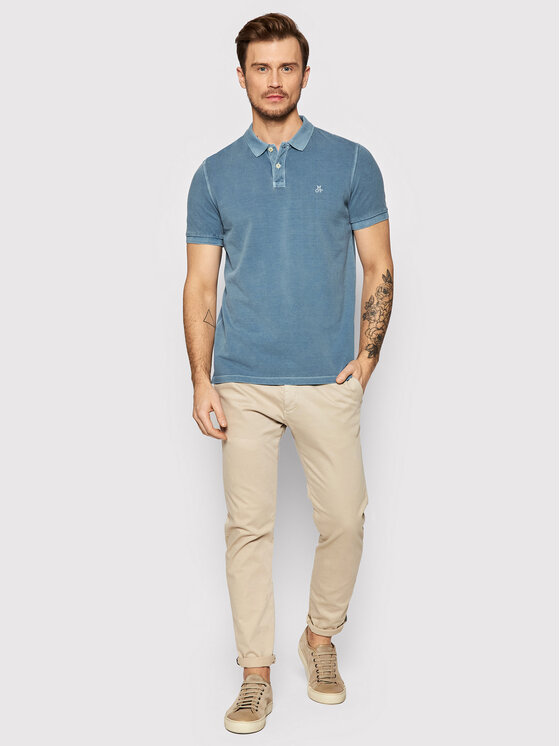 Marc O'Polo Marc O'Polo Тениска с яка и копчета B21 2266 53000 Син Regular Fit