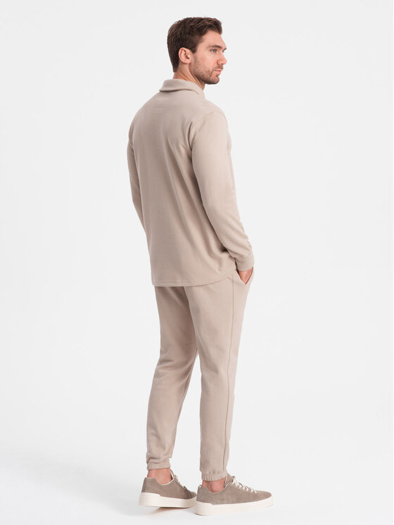 Ombre Ombre Tepláková souprava Z71 Béžová Regular Fit
