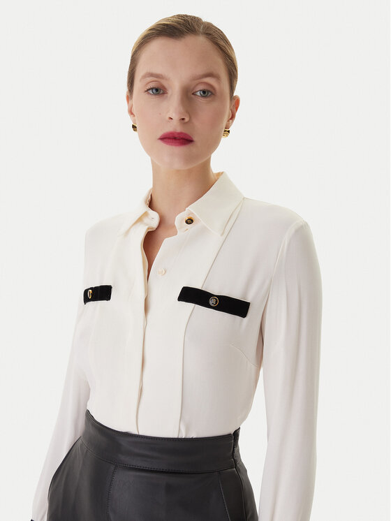 Elisabetta Franchi Elisabetta Franchi Camicia CA-131- 57E2-V390 Écru Regular Fit